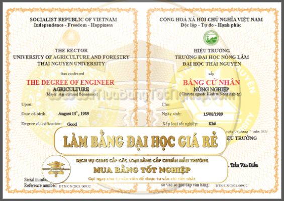 làm bằng đại học giá rẻ chính quy mẫu trường đại học Nông Lâm - Đại Học Thái Nguyên