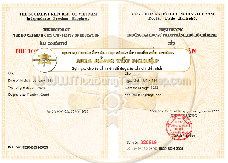 Cần làm bằng tốt nghiệp nhưng bạn chưa có mẫu bằng để tham khảo của trường Đại Học Sư Phạm Thành Phố Hồ Chí Minh
