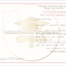 Mẫu bằng cấp 3 trung học phổ thông tphcm 1986