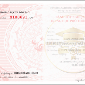 Mẫu bằng cấp 3 trung học phổ thông tphcm 2008