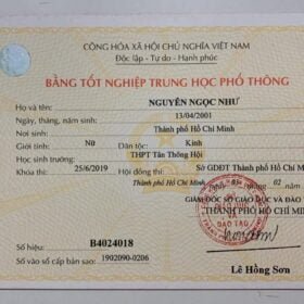 Mẫu bằng cấp 3 trung học phổ thông tphcm 2020