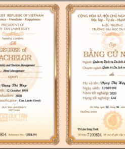 Mẫu bằng Đại học Duy tân 2020, chuẩn mẫu mã và hiệu trưởng trường