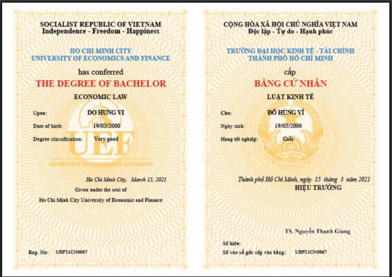 dịch vụ làm bằng đại học kinh tế tài chính - đây là mẫu bằng mới nhất tính tới năm 2021