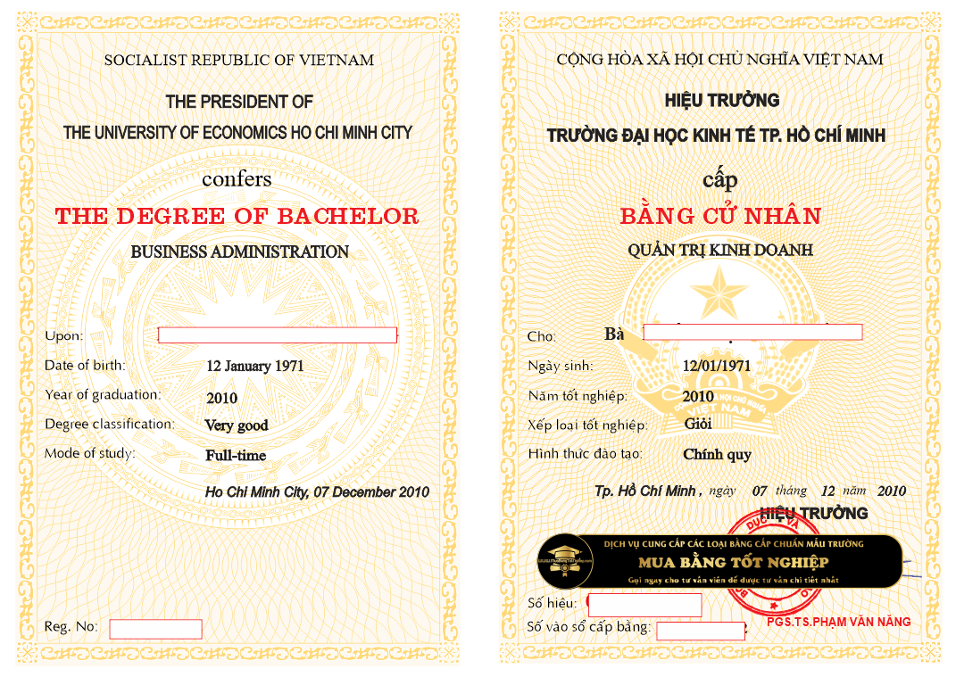 Cần làm bằng đại học Kinh tế TpHCM, Dịch vụ cung cấp các loại bằng tốt nghiệp chuẩn phôi của trường