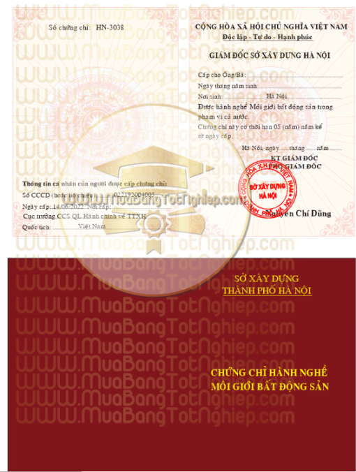dịch vụ cung cấp các loại chứng chỉ hành nghề môi giới bất động sản