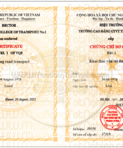 mẫu chứng chỉ sơ cấp khai thác vận tải cho khách hàng tham khảo