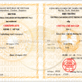 mẫu chứng chỉ sơ cấp khai thác vận tải cho khách hàng tham khảo