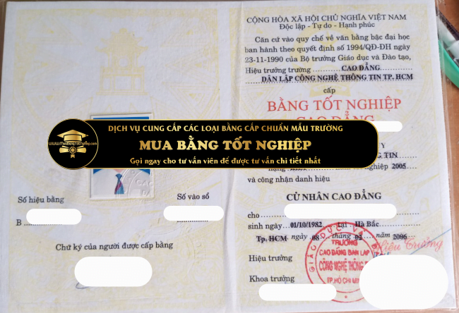 cần mua bằng cao đẳng dân lập công nghệ Tp.HCM 2006