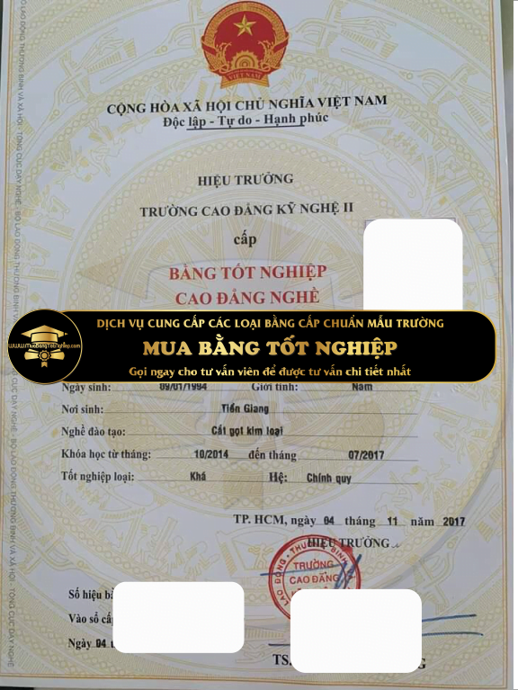 cần mua bằng cao đẳng kỹ nghệ II bằng nghề