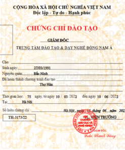 Chứng chỉ sơ cấp đào tạo thợ hàn. đây là mẫu khách hàng tham khảo