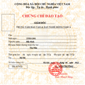 Chứng chỉ sơ cấp đào tạo thợ hàn. đây là mẫu khách hàng tham khảo