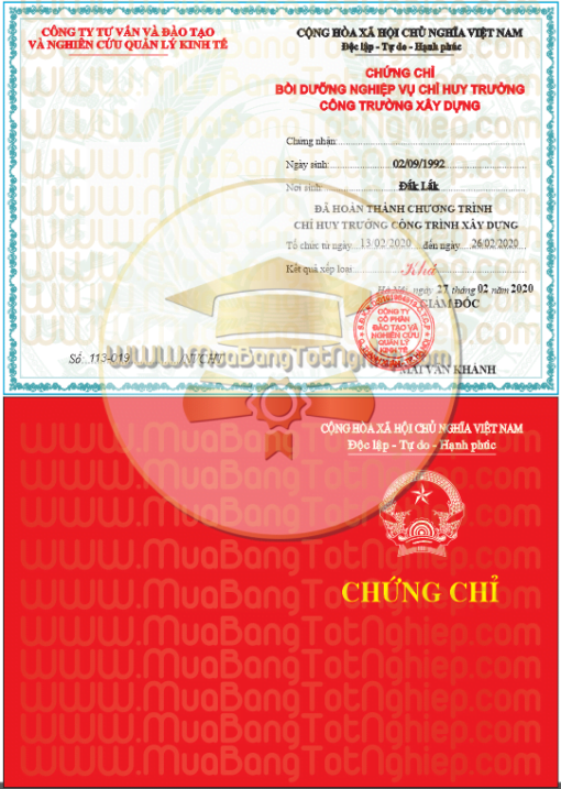 Mẫu chứng chỉ hành nghề chỉ huy trưởng công trình cho khách tham khảo