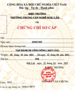 chứng chỉ sơ cấp lái xe nâng lái máy cày