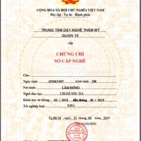 Chứng chỉ sơ cấp nghề chăm sóc da, trong các Spa