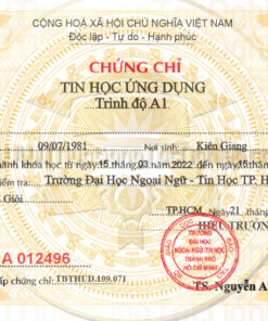 chứng chỉ tin học A1 chuẩn theo quy định Sở Giáo Dục