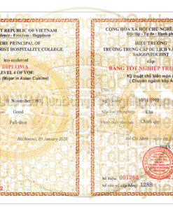 mẫu bằng trung cấp du lịch và khách sạn Saigontourist năm 2020