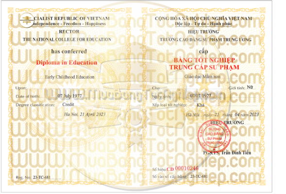 làm bằng trung cấp trường Cao đẳng sư phạm trung ương năm 2023 ngành mầm non