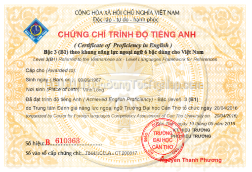 bạn cần làm chứng chỉ anh văn B1 của trường đại học Cần Thơ