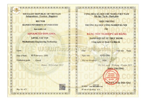 mẫu làm bằng cao đẳng công nghiệp hà nội trường đại học công nghiệp hà nội