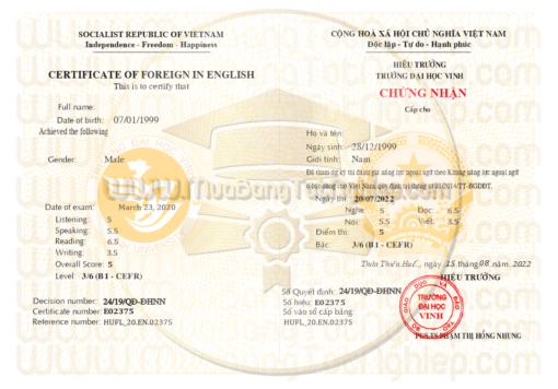 Cần mua chứng chỉ ngoại ngữ tin học trường đại học Vinh