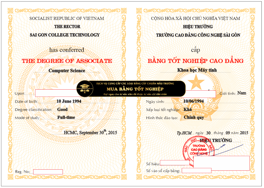 mua bằng cao đẳng Công Nghệ Sài Gòn, gọi ngay cho chúng tôi. mẫu chuẩn