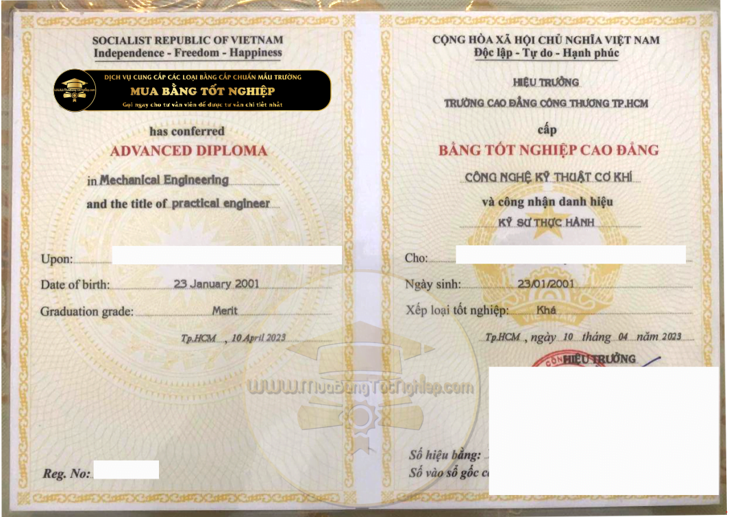 Mua Bằng Cao Đẳng ở tphcm trường Cao Đẳng Công Thương TpHCM