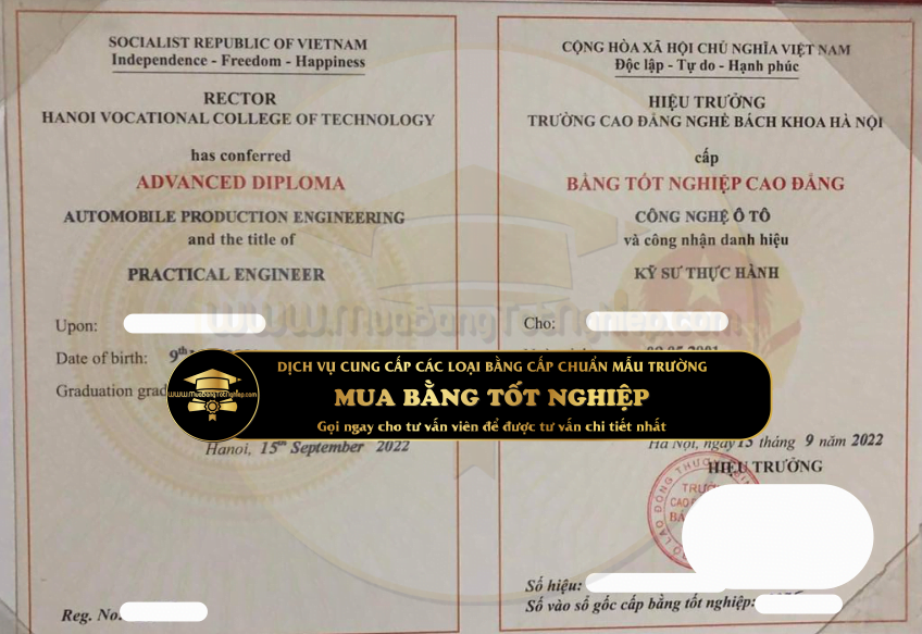 Mua bằng cao đẳng nghề bách khoa Hà Nội 2022