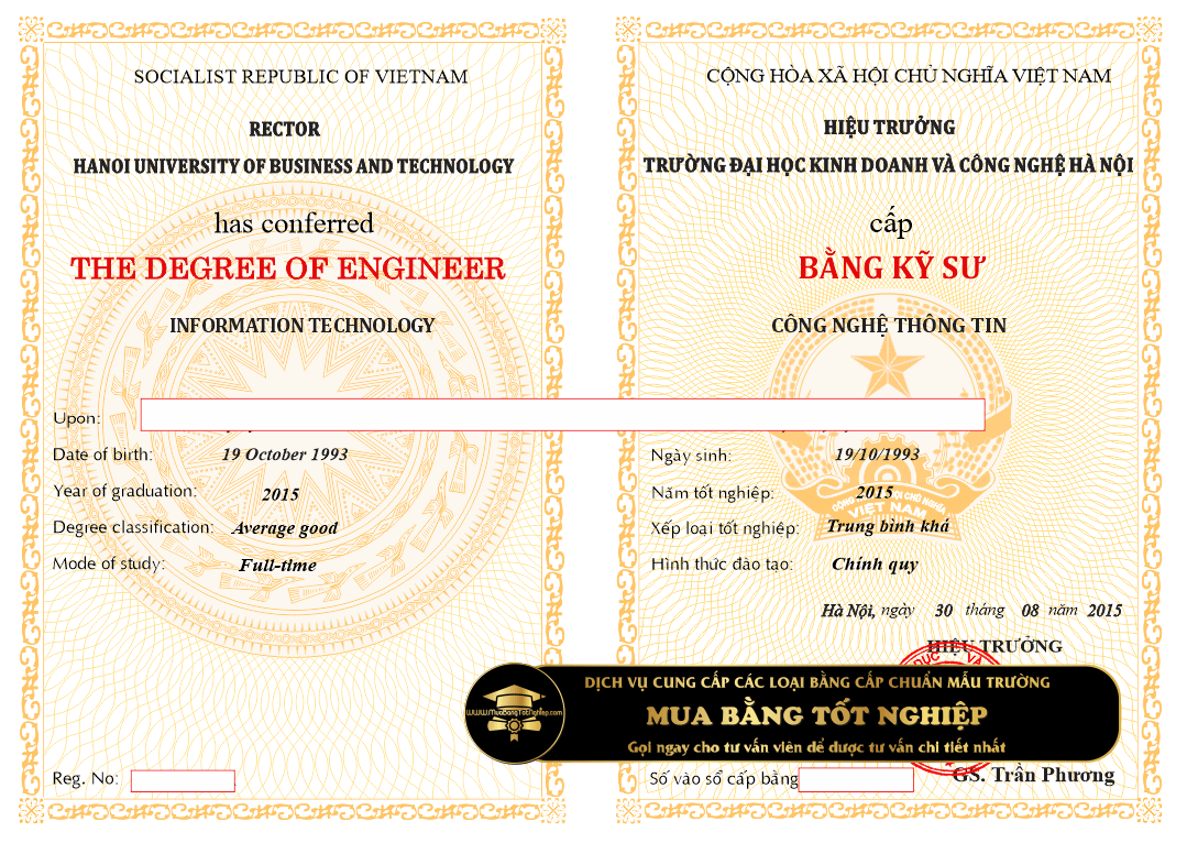 Mua Bằng Đại Học Kinh Doanh Và Công Nghệ Hà Nội, chuẩn phôi bằng của trường
