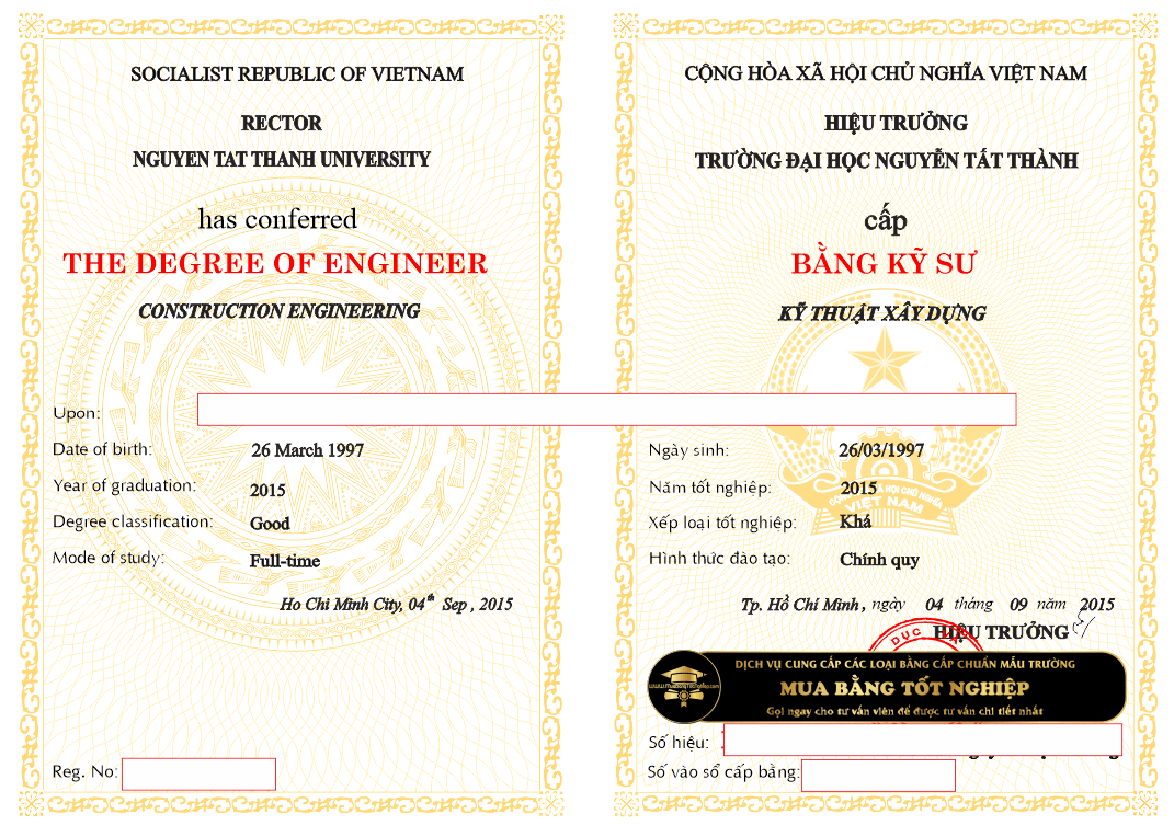 Mua bằng đại Học NTT, dịch vụ cung cấp văn bằng chuẩn mẫu Bộ DG&ĐT