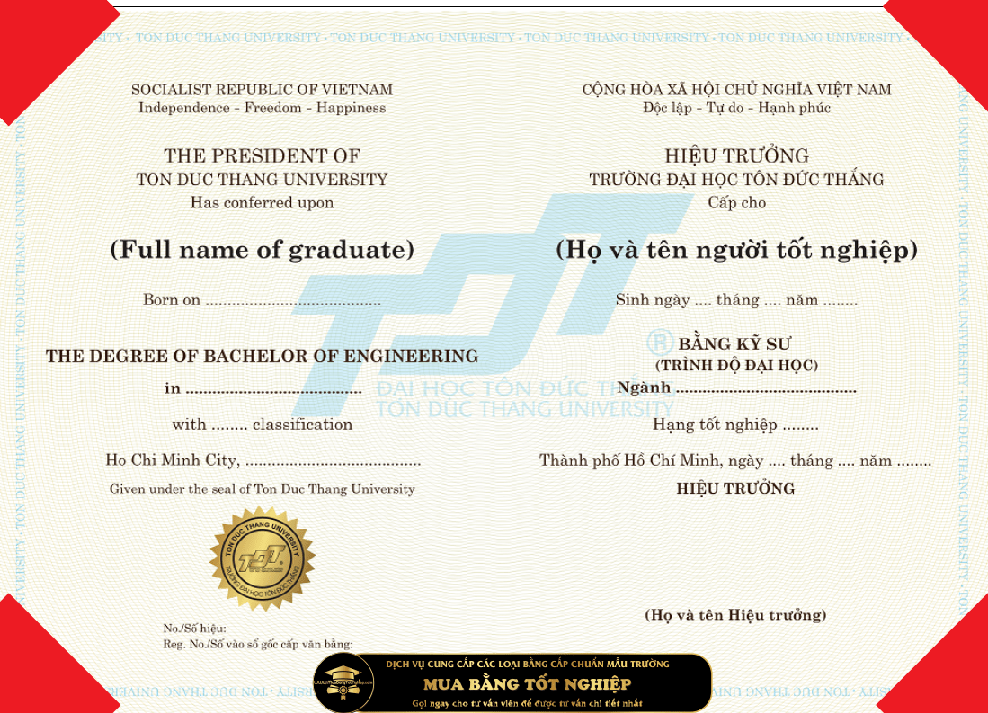 Cần làm bằng ĐH Tôn Đức Thắng bằng Kỹ sư các ngành liên quan, gọi ngay cho chúng tôi.