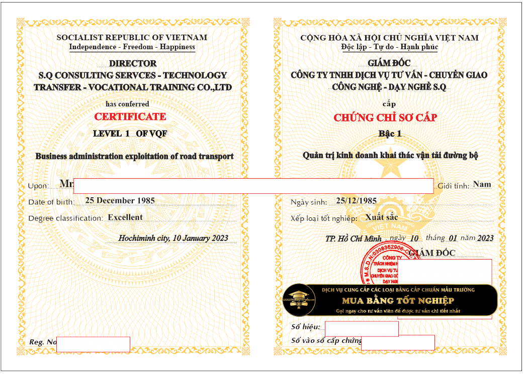 CC QTKD khai thác vận tải đường bộ