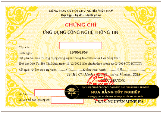 Chứng chỉ tin học ứng dụng của trường ĐH Mở cấp cho sinh viên tốt nghiệp.