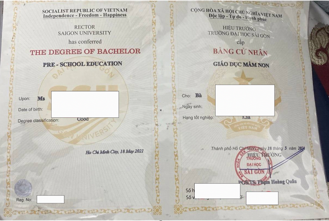 Làm bằng Đại học Sài Gòn ngành giáo dục mầm non, dịch vụ làm bằng ĐH uy tín và chất lượng