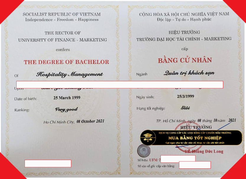 Làm bằng ĐH Tài chính Marketing, Cung cấp văn bằng chuẩn mẫu từ trường cấp cho sinh viên.
