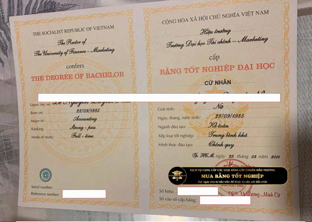 Mẫu bằng ĐH UFM, mẫu bằng năm 2011 cho khách hàng cần làm bằng tham khảo