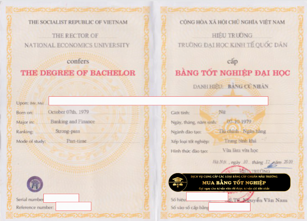 Mẫu bằng Đai Học Kinh tế Quốc dân NEU năm 2010