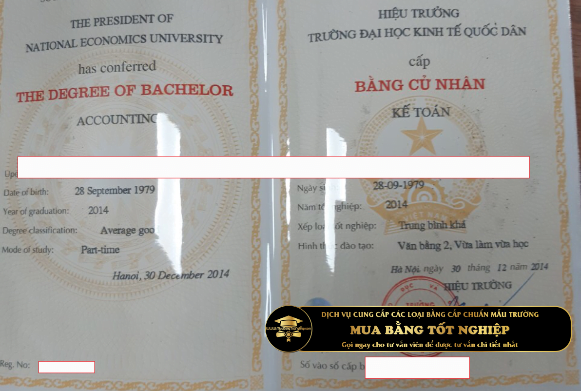 Mua bằng cử nhân Kế toán Đại Học Kinh tế Quốc dân, bằng chuẩn phôi thật