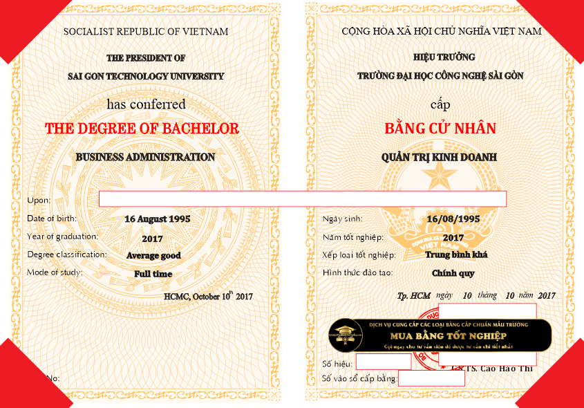 Mua bằng ĐH Công nghệ SG, bằng quản trị kinh doanh trường STU