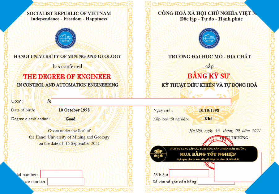 Mua Bằng ĐH Mỏ - Địa chất HUMG, có nhanh trong ngày.
