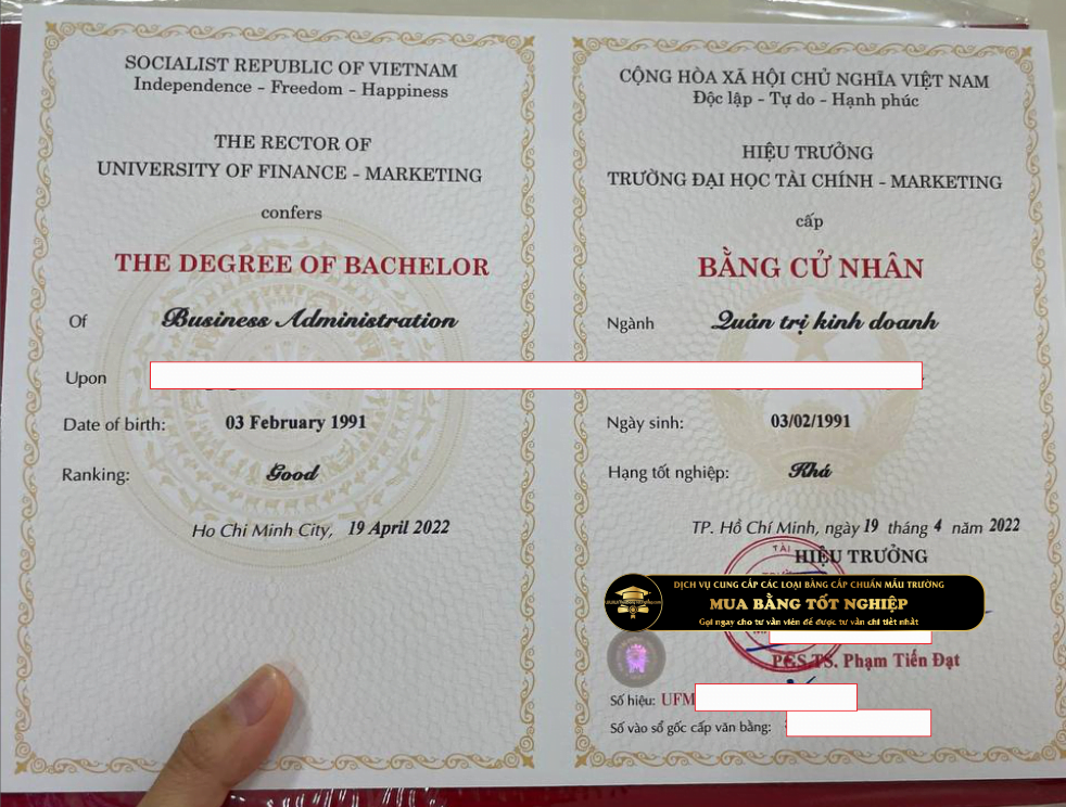 Cần mua bằng QTKD trường Đại Học Tài Chính Marketing (UFM) Liên hệ ngay với chúng tôi.