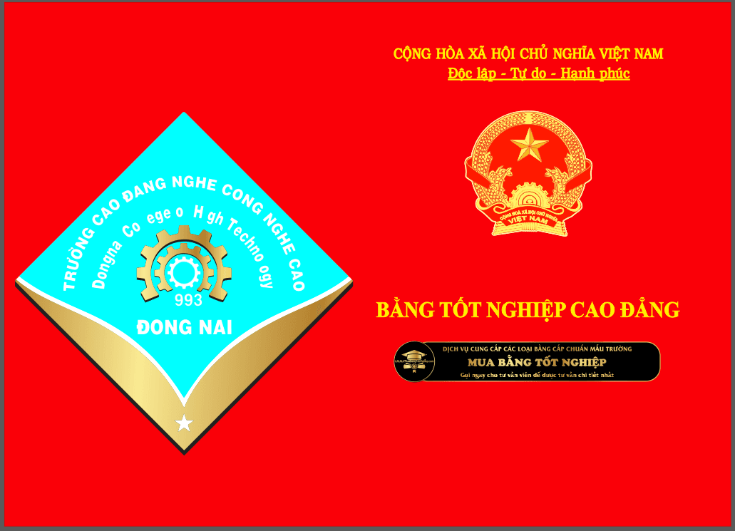 Dịch vụ làm bằng cao đẳng công nghệ cao DN, dịch vụ làm bằng CĐ uy tín và chất lượng