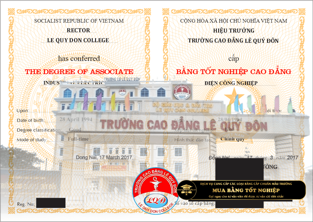 dịch vụ làm bằng cao đẳng Lê Quý Đôn ở Đồng Nai.